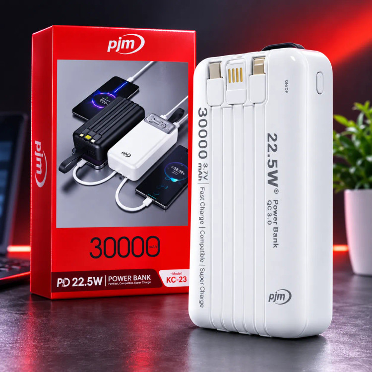 پاوربانک مدل PJM KC-23 ظرفیت 30000 میلیآمپر 22.5 وات