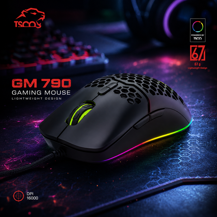 خرید موس گیمینگ تسکو TSCO GM 790 | RGB با دقت 16000 DPI